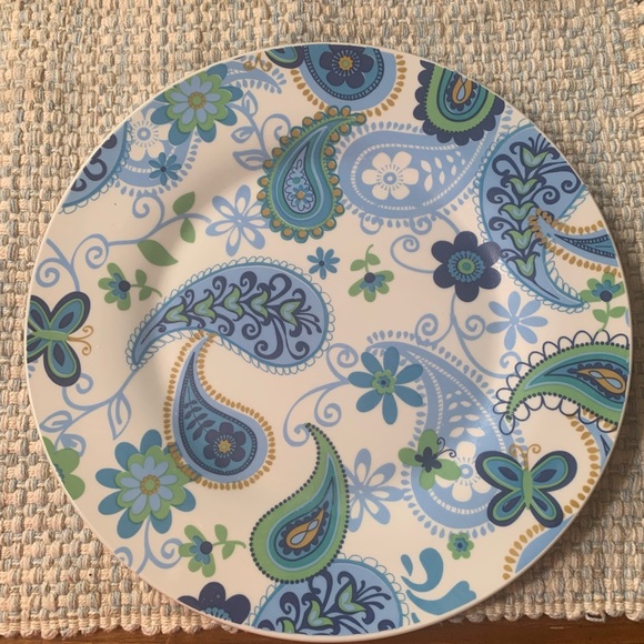 Royal Norfolk blue and green paisley dinner plates - set of 2 - Picture 3 of 4
